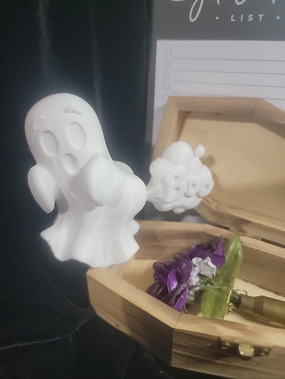 Silly Spooky 3D Printed BOO Ghost Halloween Figurine DIY Decor - Picture 3 of 3
